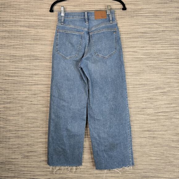 Madewell Jeans Womens 23 Blue The Perfect Vintage Wide-Leg Button Fly Raw Hem - Picture 2 of 10